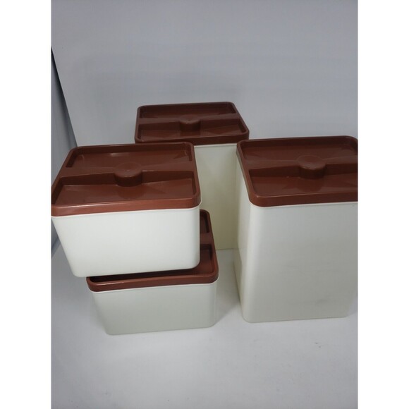 Poly Flex Republic Canister Set Vintage MCM Four Piece Brown 4 Lids Model 239 - Picture 10 of 12
